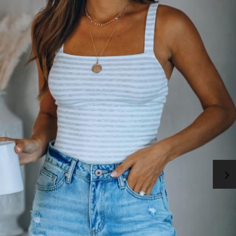 Vici Syd  grey & white striped bodysuit